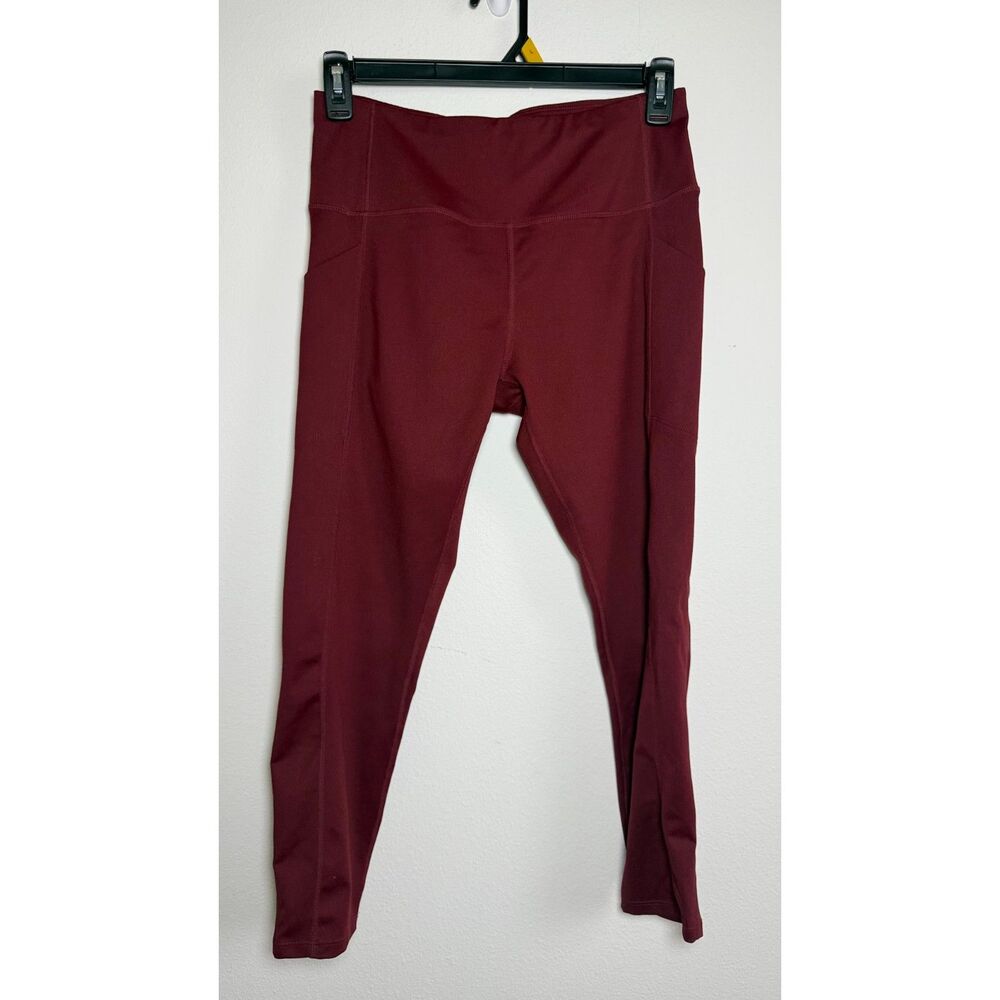 Layer 8 Women’s Large Burgundy High Rise Pocket Leggings Athletic Yoga Pants